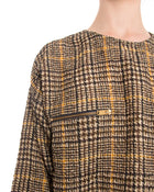 Celine Yellow and Brown Houndstooth Shift Dress - M