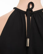 Gucci Black Jersey Halter Top with Gold Bar at Neckline - M