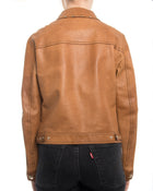 Gucci Tan Brown Leather 1970's Style Snap Jacket with Studs