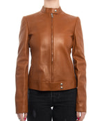 Gucci Equestrian Caramel Lambskin Leather Cafe Racer Jacket - 4