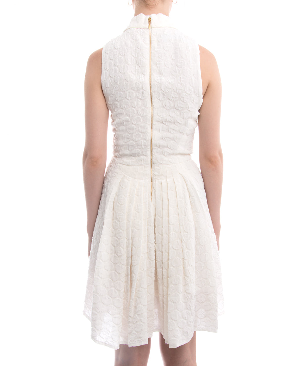 Rochas White Sleeveless Silk Textured Dress - 0