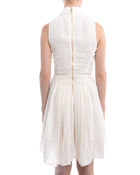 Rochas White Sleeveless Silk Textured Dress - 0