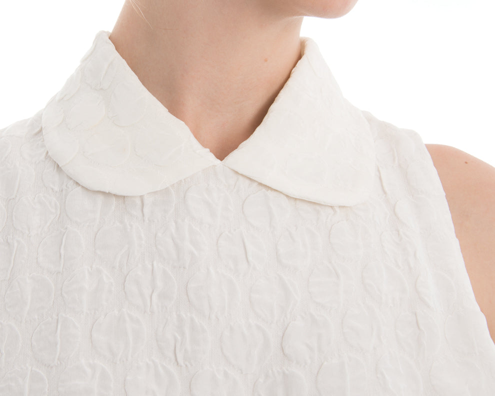 Rochas White Sleeveless Silk Textured Dress - 0