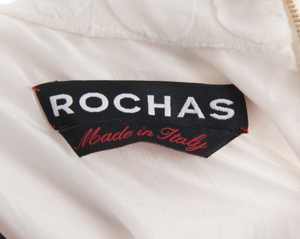 Rochas White Sleeveless Silk Textured Dress - 0