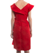 Oscar de la Renta Red Tafetta Ruffled Cocktail Dress - 6