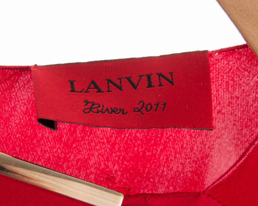 Lanvin Winter 2017 Red Dress with Gold Tone Neck Band - 6