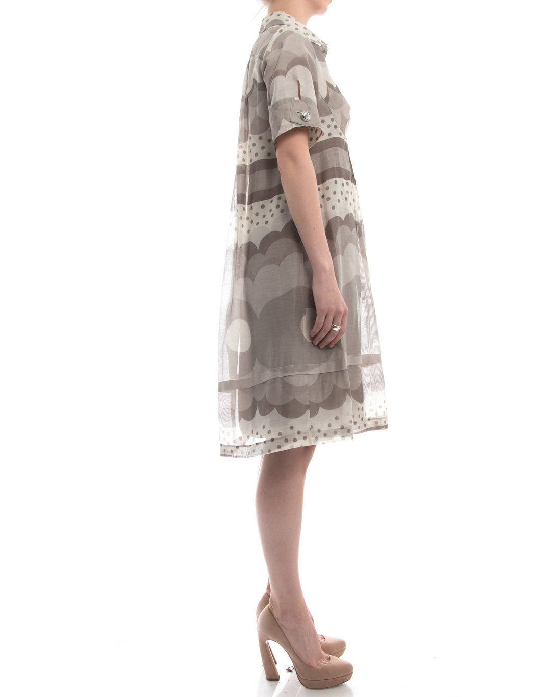 Burberry Light Taupe Pattern Trapeze Dress - 6