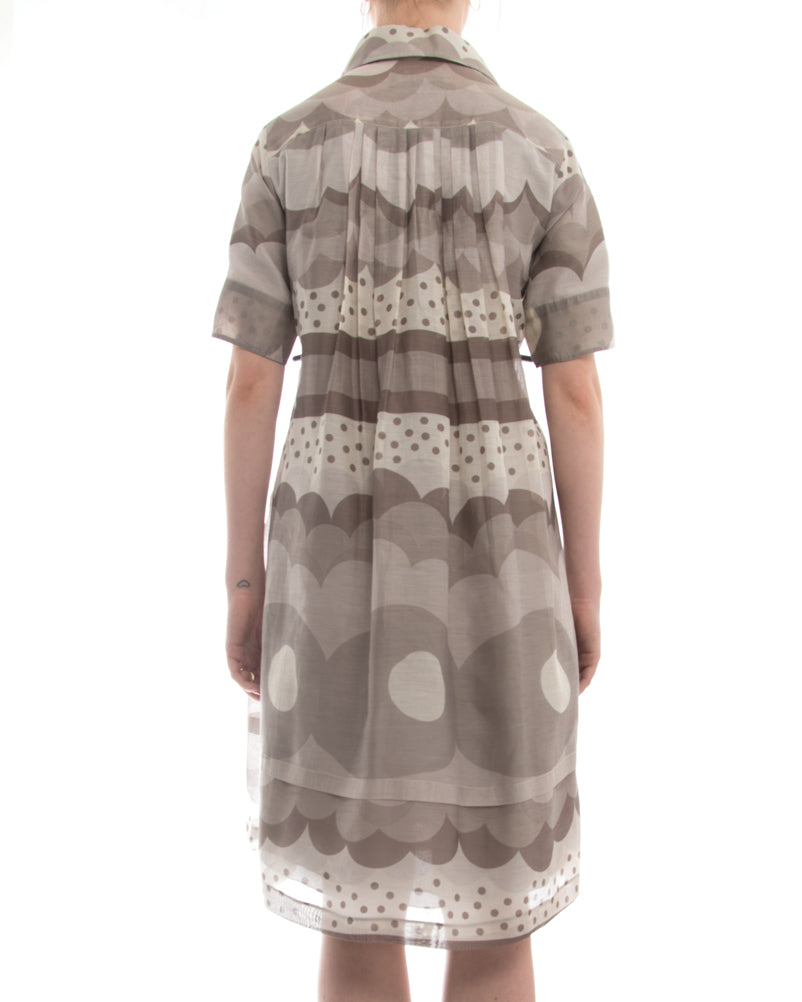 Burberry Light Taupe Pattern Trapeze Dress - 6