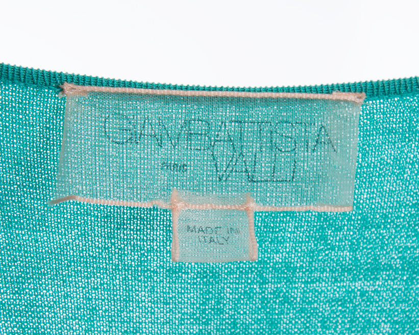 Giambattista Valli Turquoise Wrap Front Knit Dress with Bow - 6 / 8