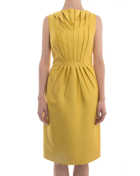 Valentino Chartreuse Yellow Pleated Cocktail Dress - 4 / 6