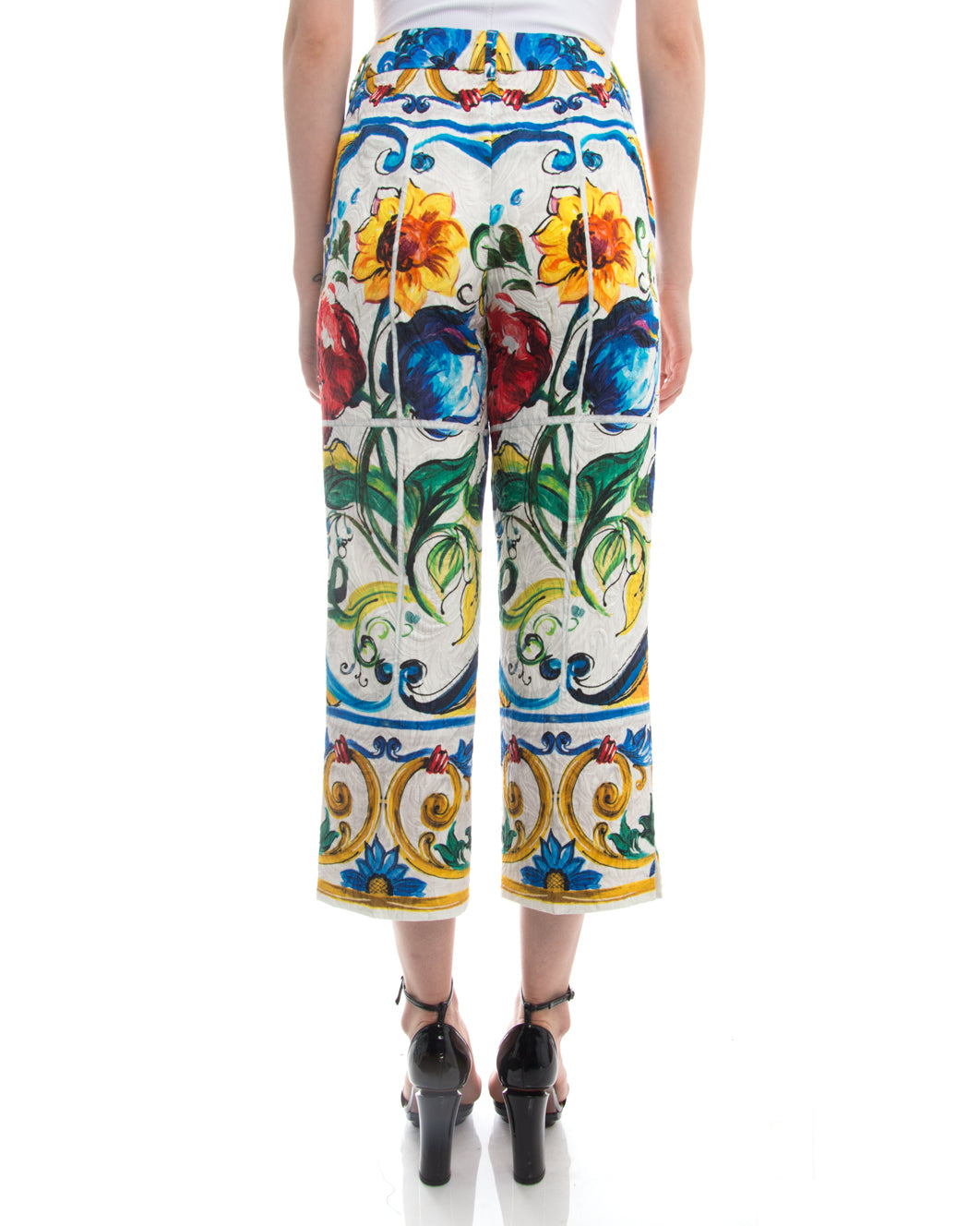 Dolce and Gabbana Multi-Color Floral Cotton Capri Pants - 10