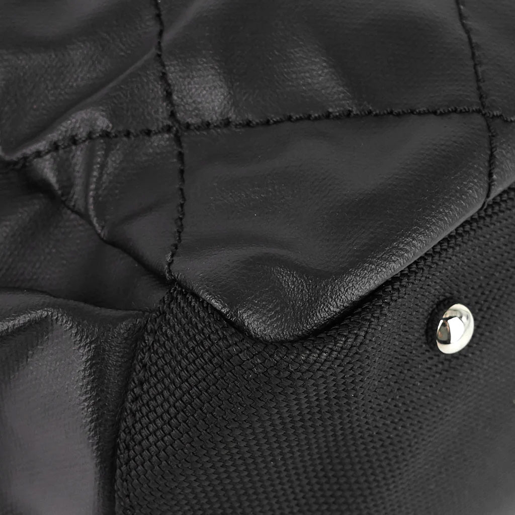 CHANEL Paris Biarritz Tote PM Tote Bag Black Coated Canvas Leather  w/Guarantee
