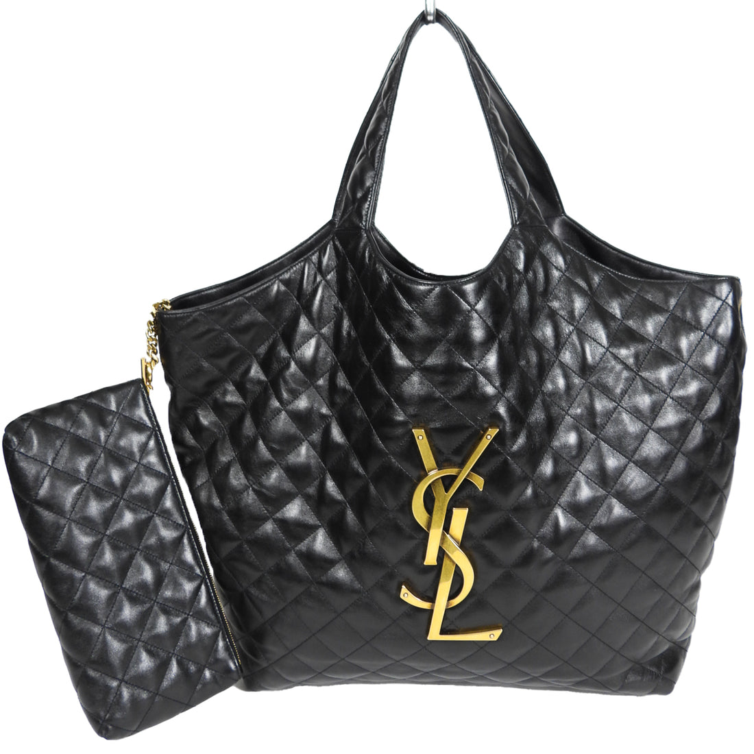 Saint Laurent Black Quilted Lambskin Maxi Shopping Icare Tote Bag