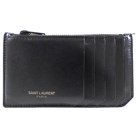 Saint Laurent Fragments 5 Smooth Black Leather Card Holder
