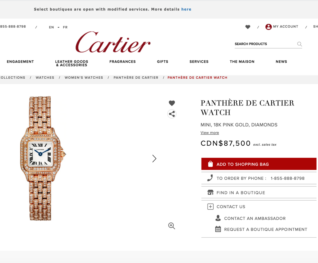 Cartier 18K Yellow Gold Mini 25mm Panthere Ladies Diamond Watch