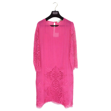 Stella McCartney Pink Linen Floral Embroidered Long Sleeve Dress - IT44