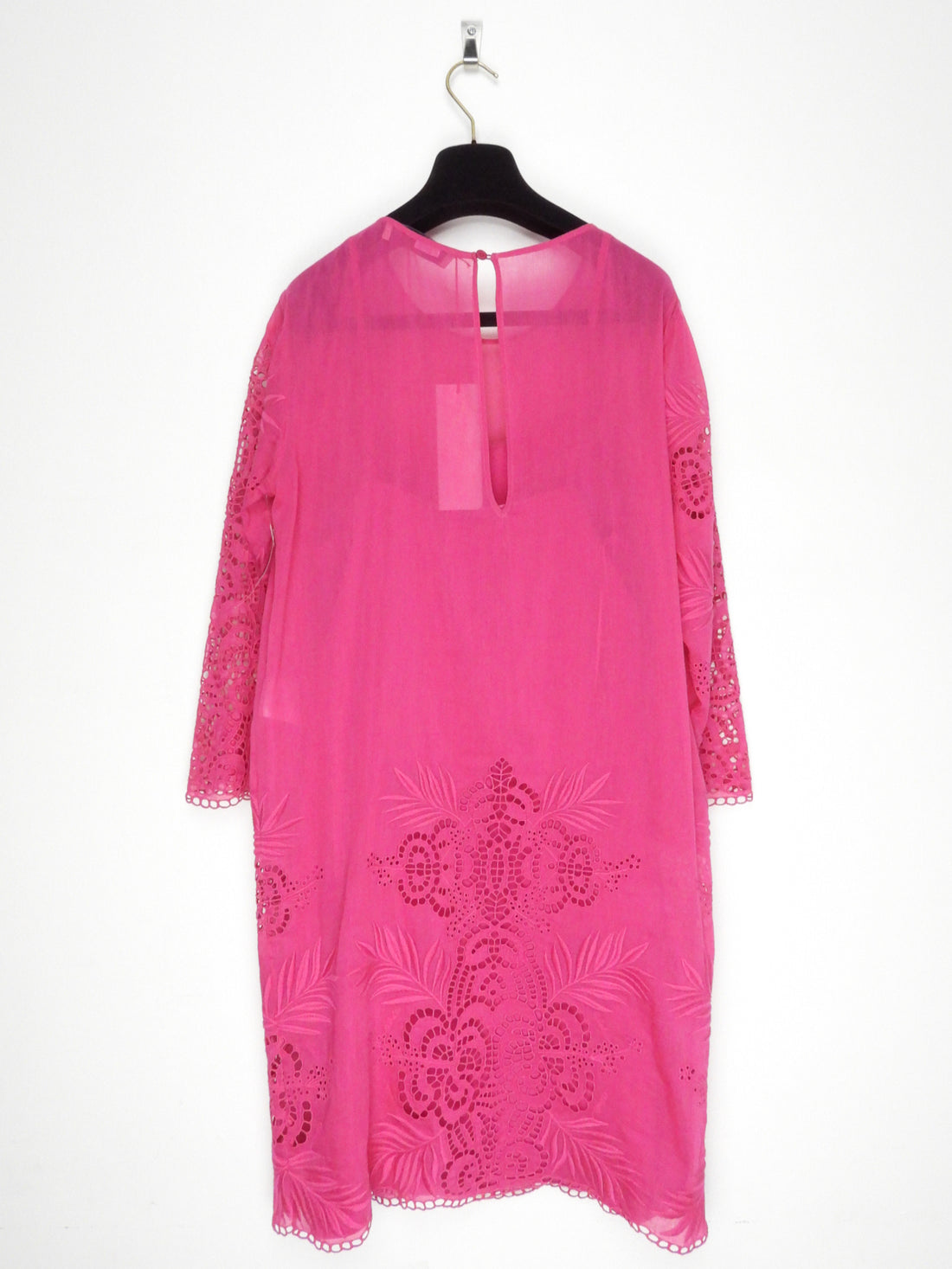 Stella McCartney Pink Linen Floral Embroidered Long Sleeve Dress - IT44