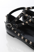 Valentino Black Patent Leather Rock Stud Flat Shoes