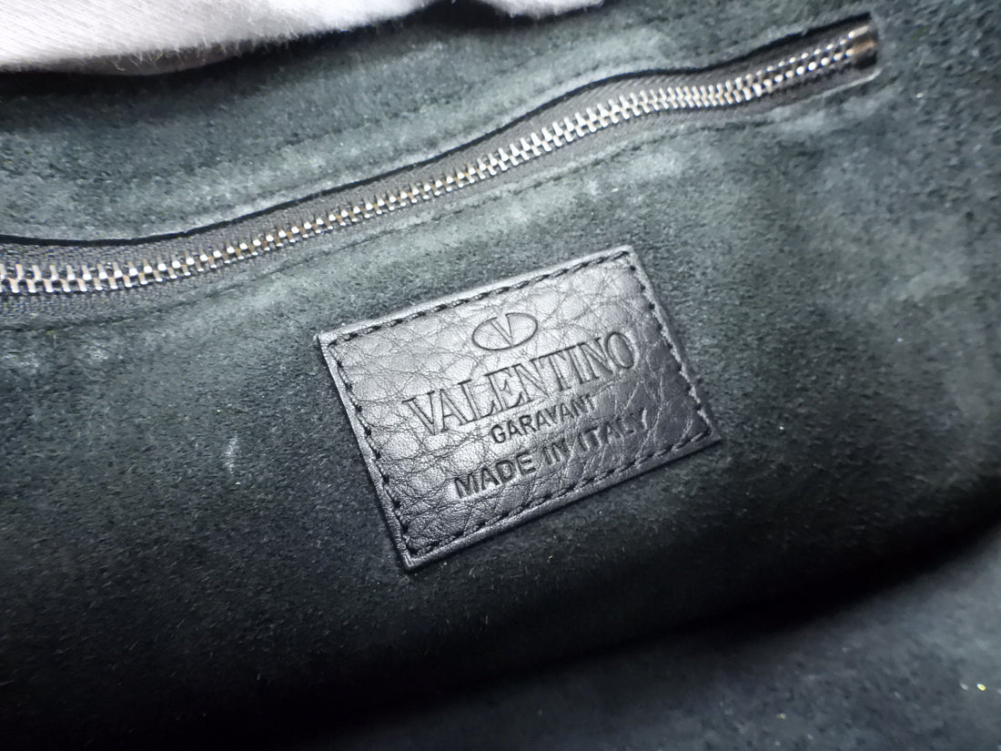 Valentino Navy Leather Guitar Rolling Rockstud Shoulder Bag