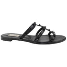Valentino Black Leather Rockstud Flat Mule Sandals - 39.5