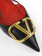 Valentino VLogo Black Calfskin Leather Logo Slingback Pumps - 39
