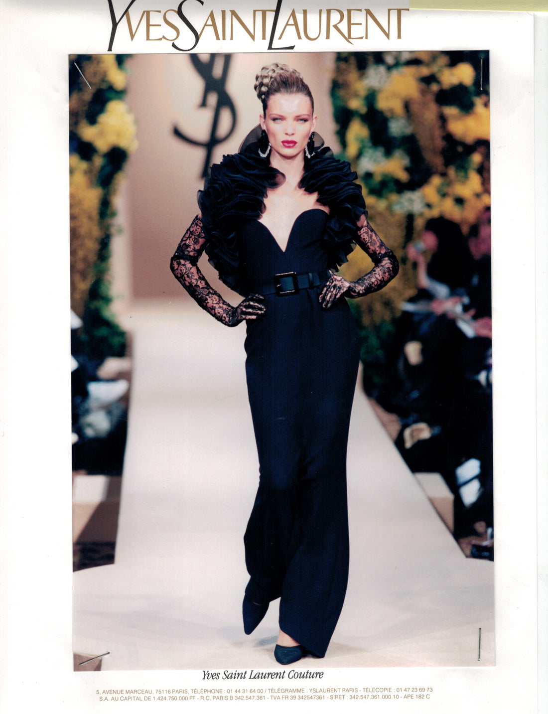 Yves Saint Laurent Haute Couture Vintage 1990’s Black Ruffle Evening Gown