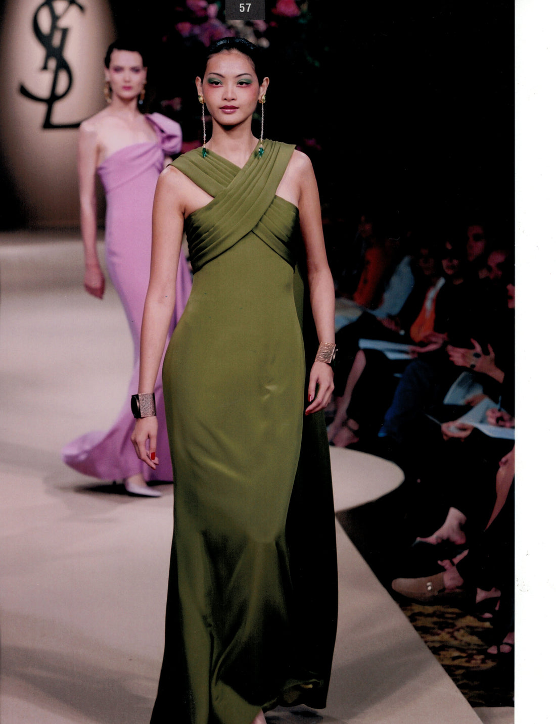 Yves Saint Laurent Haute Couture Vintage 1990’s Olive Green Gown