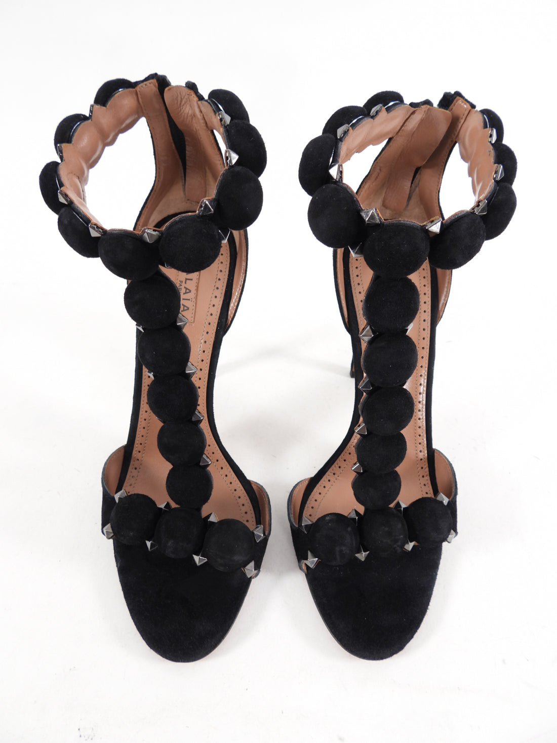Alaia Black Suede Bombe 110mm Sandals - USA 7.5