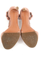 Alaia Quartz Pink Suede 110mm Bombe Sandals - USA 7.5