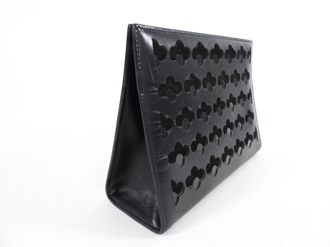 Alaia Black Leather and Suede Perforated Small Clutch Bag