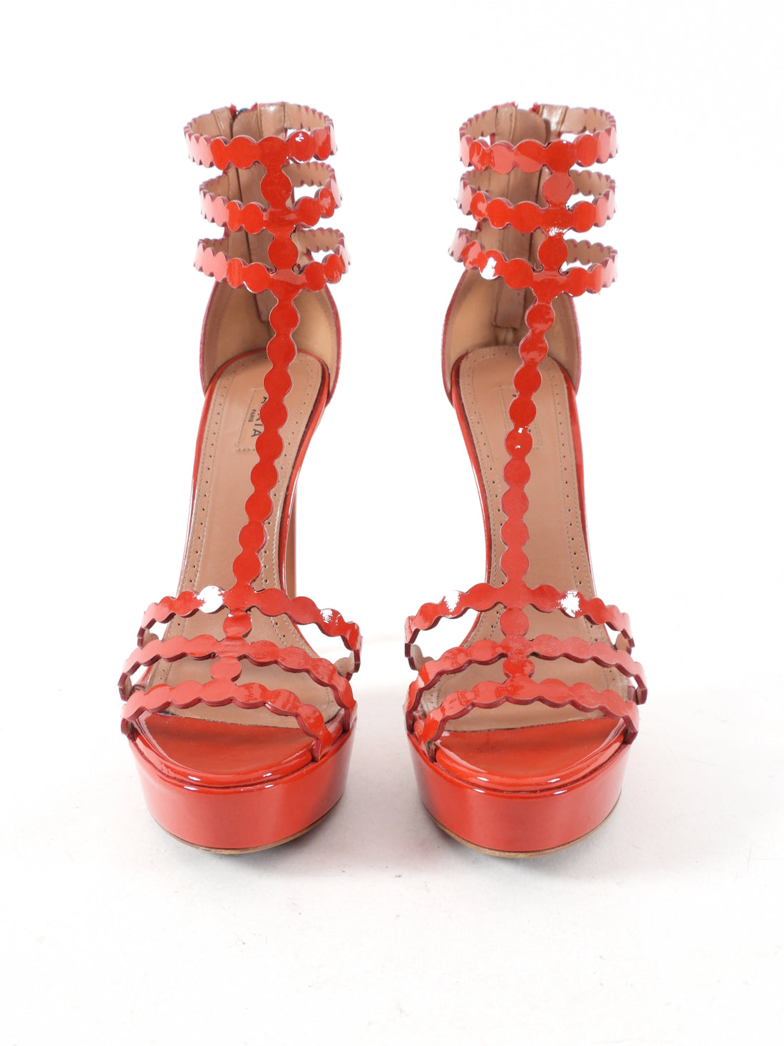 Alaia Red Patent Caged Platform 135mm Heels - USA 7.5