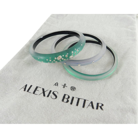 Alexis Bittar Green Triple Rhinestone Resin Bangle Set