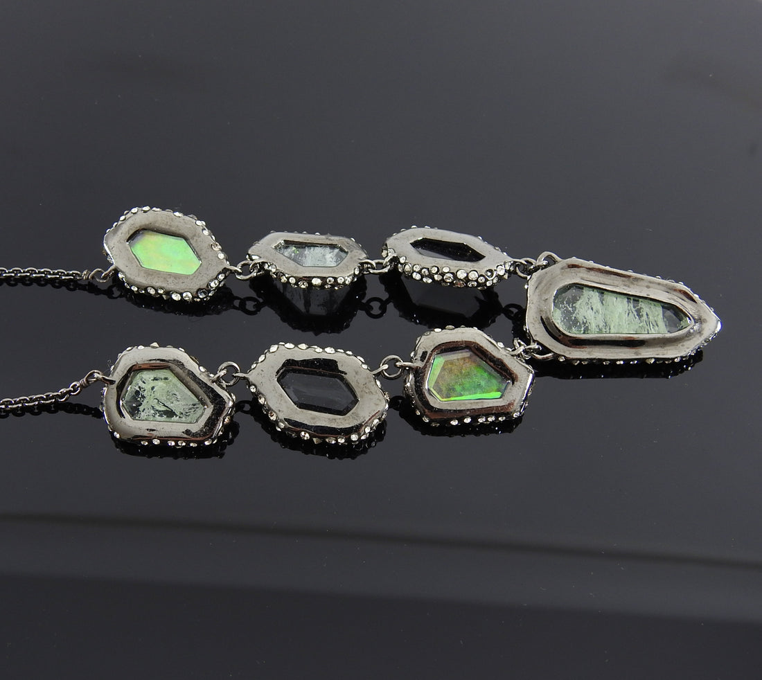 Alexis Bittar Green Irridescent Quartz Jewelled Necklace