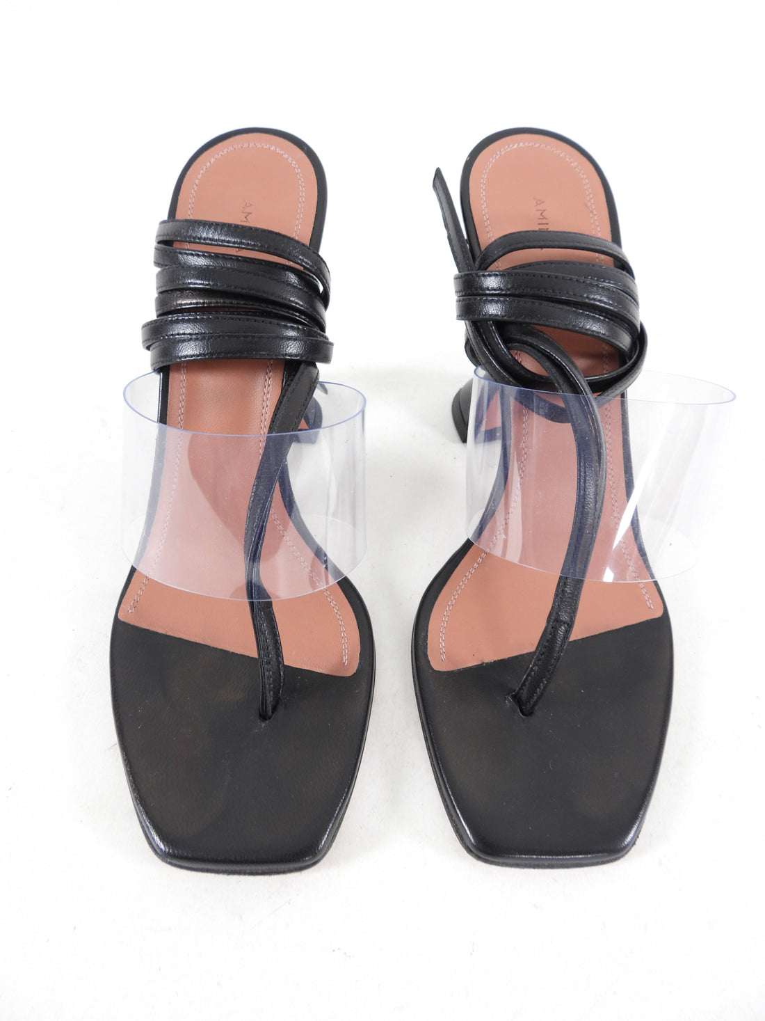 Amina Muaddi Zula Sandal Clear PVC Wrap Around Heels - 37.5
