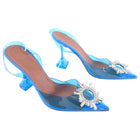 Amina Muaddi Blue Glass Heels with Crystal Buckle - 40 / 9.5