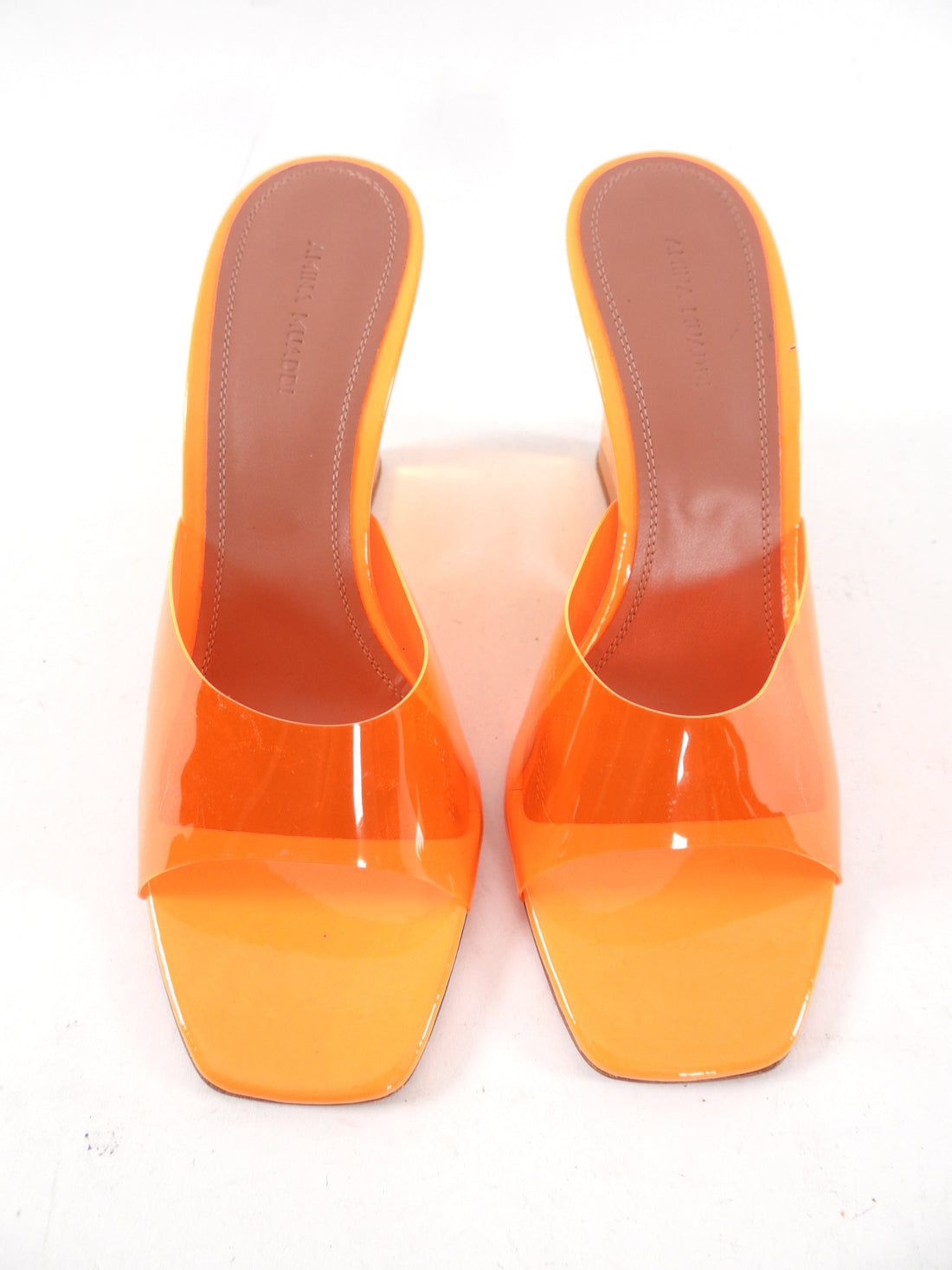 Amina Muaddi Orange Neon Lupita Glass Wedge - 40.5 / 40