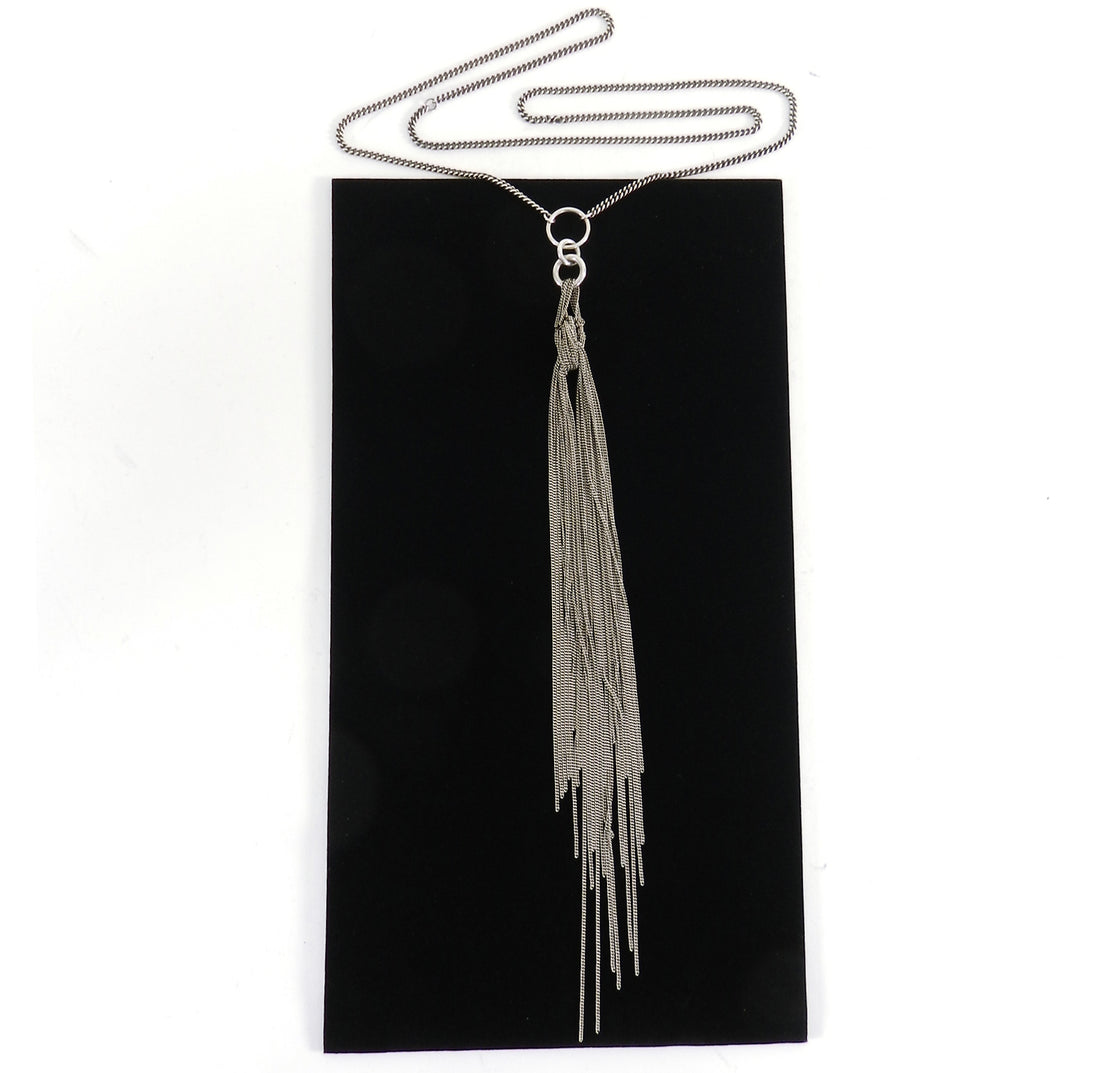 Ann Demeulemeester Sterling Long Chain Fringe Tassel Necklace 