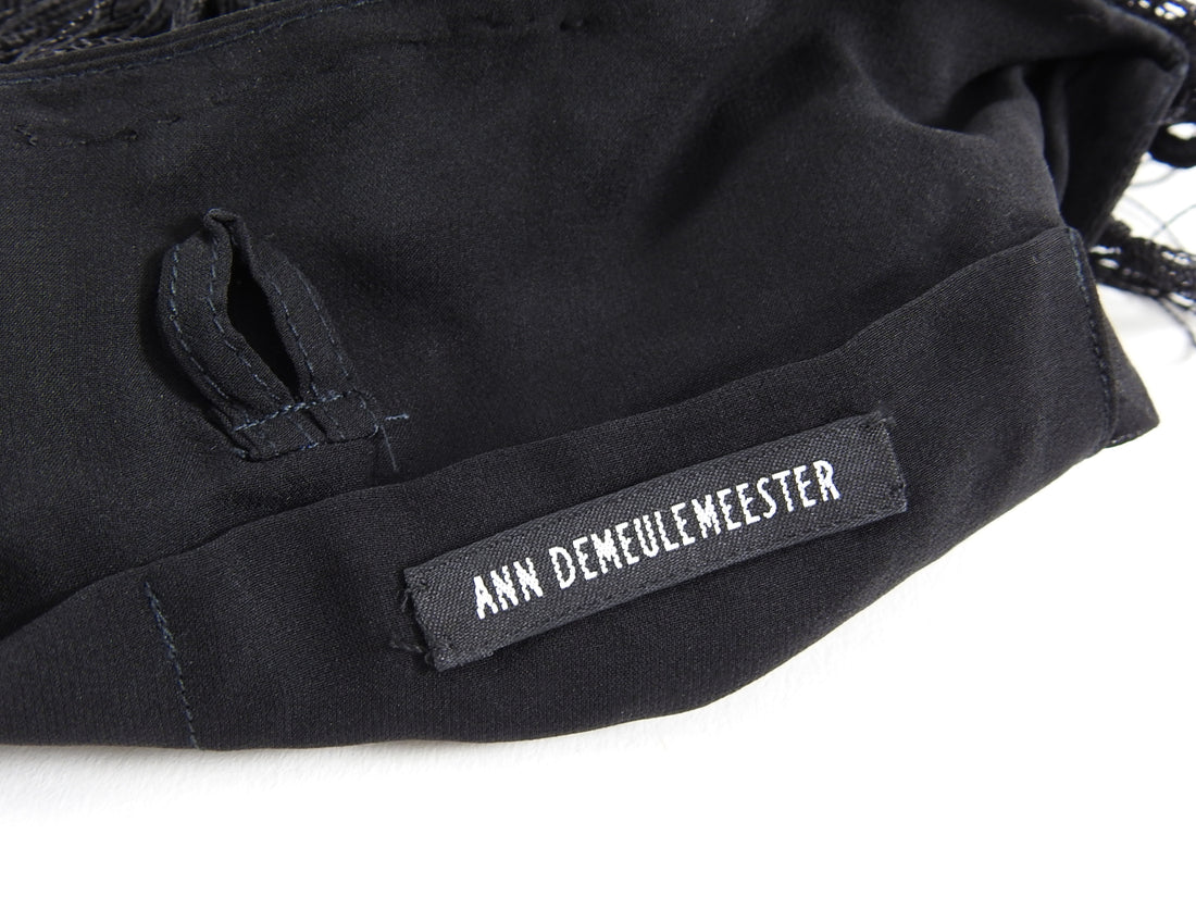 Ann Demeulemeester black collar with long fringe bib — fall 2013