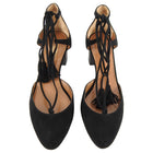 Aquazzura Black Suede Boheme Low Block Heel Shoes - 36.5