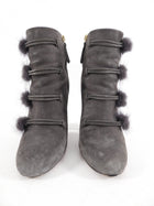 Aquazzura Grey Suede and Mink Fur Ankle Boots - 40 / 9.5