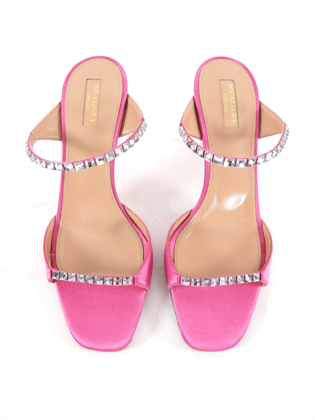 Aquazzura Pink Satin Crystal Jewelled 80mm Heels - 40 (US 9.5)