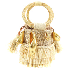 Aranaz Raffi and Straw Mini Shell Bucket Bag I MISS YOU VINTAGE