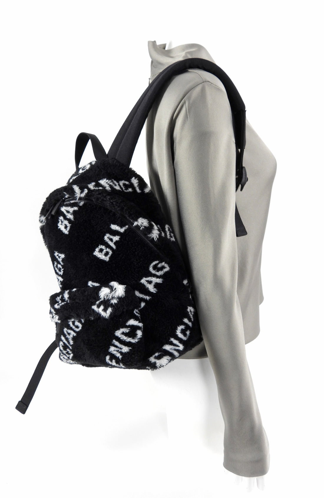 Balenciaga Everyday Logo Backpack in Faux Plush Fur