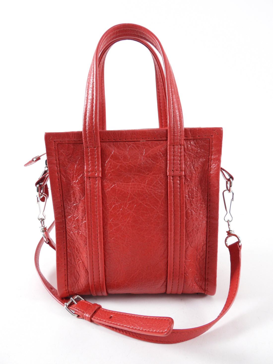 Balenciaga Red XXS Bazaar Crossbody Tote Bag