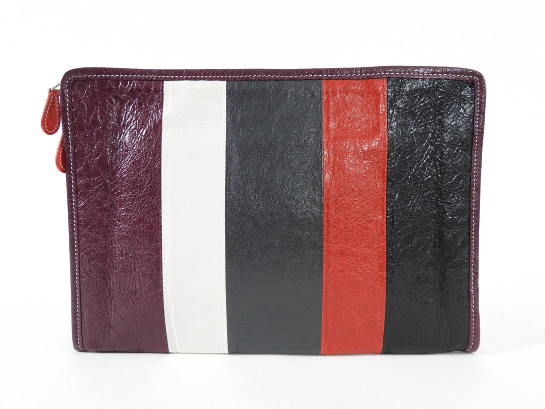 Balenciaga Bazaar Burgundy Stripe Clutch Bag