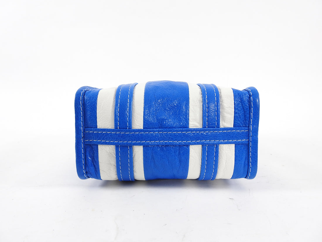 Balenciaga Bazar XS Blue and White Striped Tote Bag