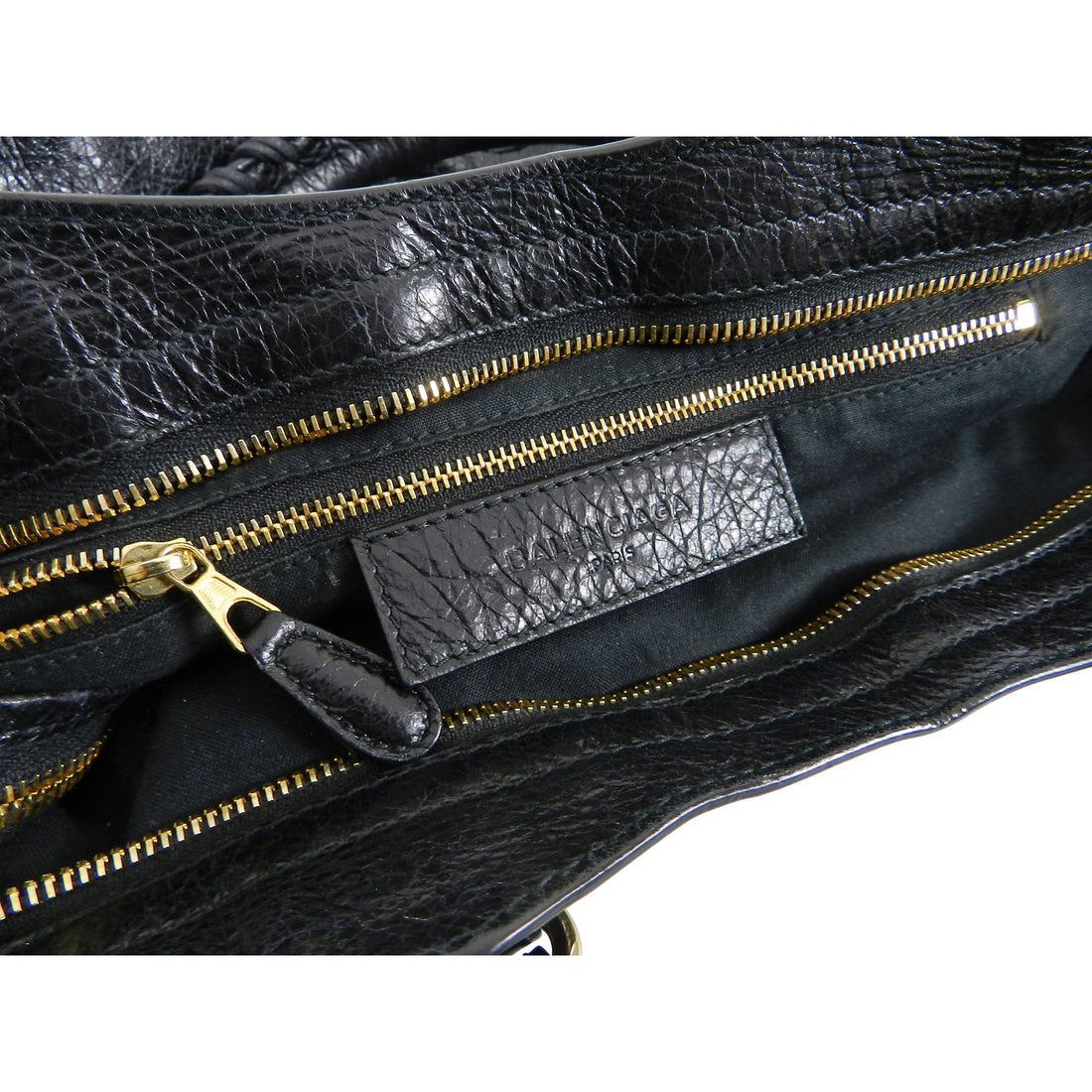 Balenciaga Black City Gold Hardware Motorcycle Bag