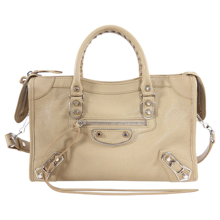 Balenciaga Beige Small Metallic Edge City Bag