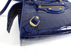 Balenciaga Navy Neo Classic Mini Bag Croc Embossed Bag