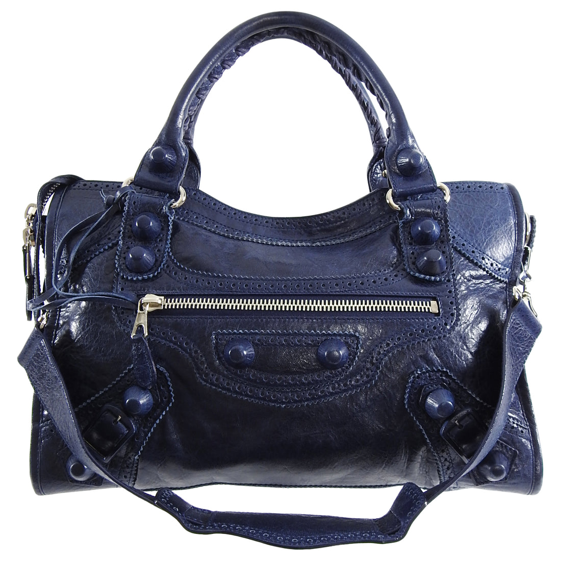 Hip leather handbag Balenciaga Navy in Leather  31379999